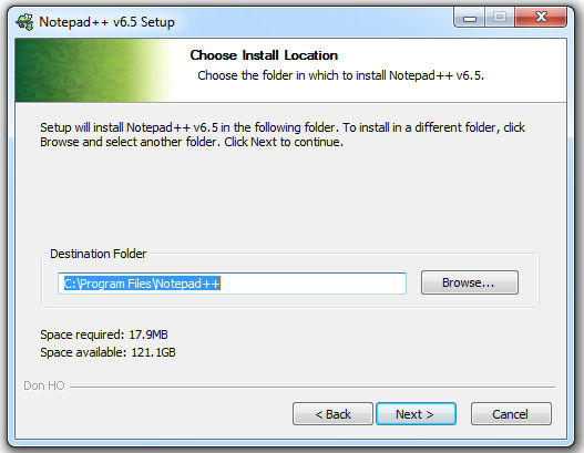 Notepad++ installation location