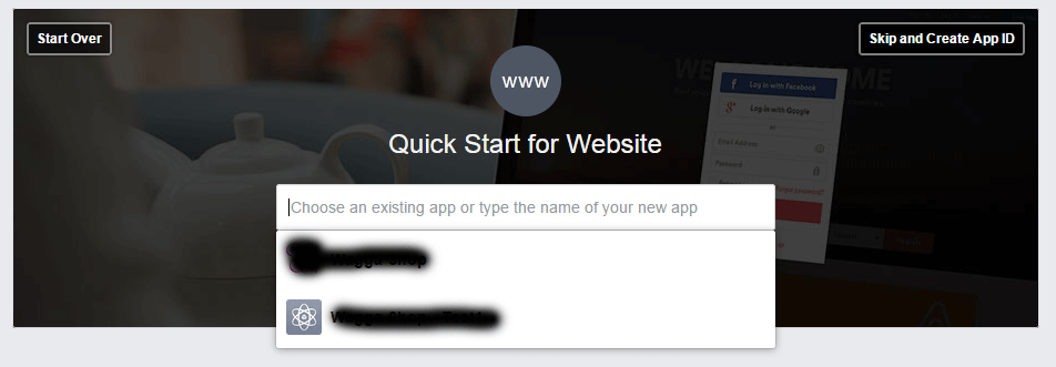 Enter New Facebook App Name Enter New Facebook App Name